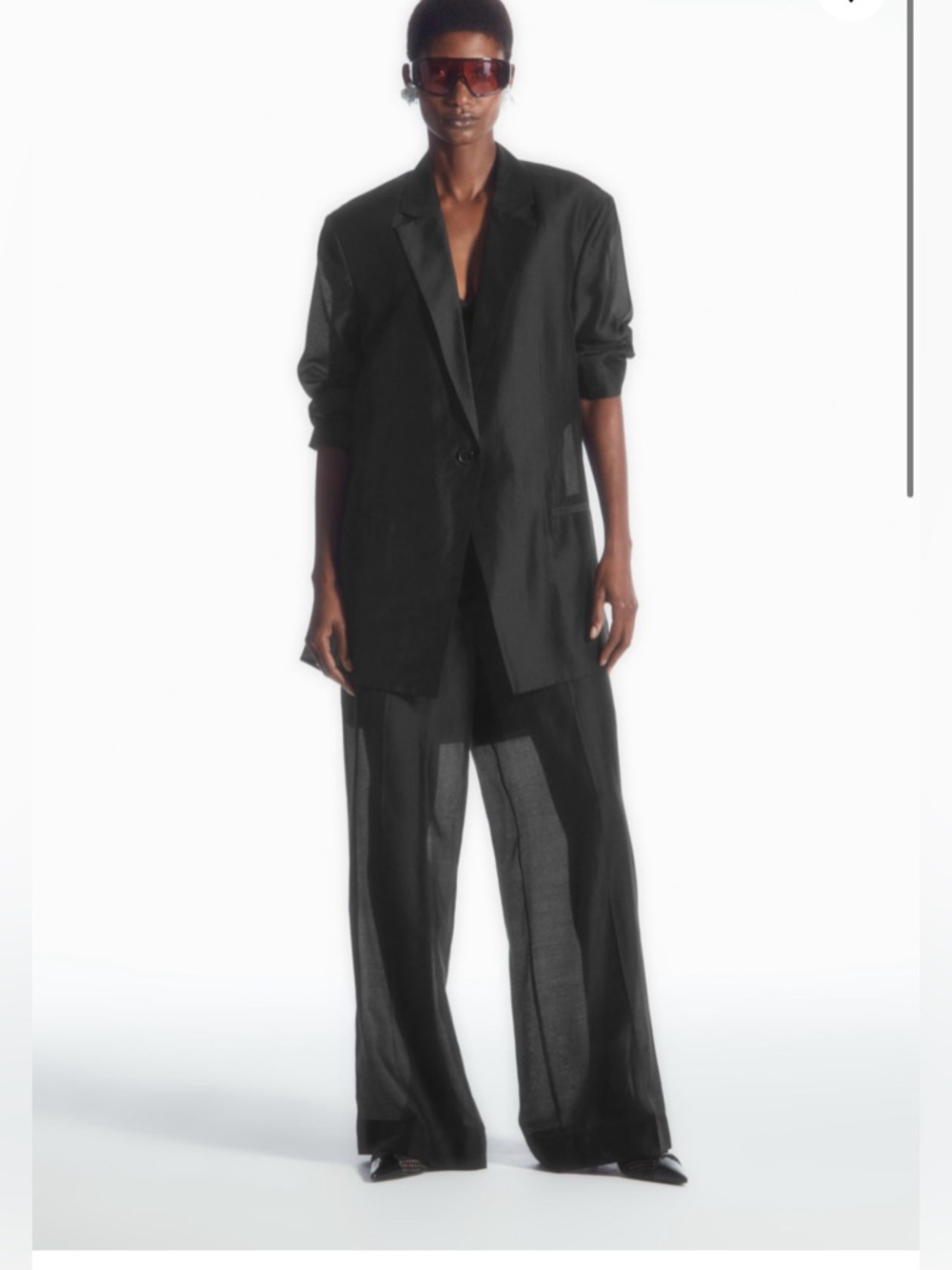 COS Sheer Straight Leg Pants, Size: 8, Color: Black, NWT